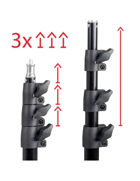 Leichter Stativ-Beleuchtungsständer, 230 cm mit 16 mm Kopf